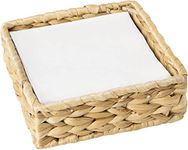 IHR Ideal Home Range Napkin Caddy Woven Basket Cocktail Napkin Holder, Holds 5" x 5" Napkins, Water Hyacinth