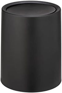 WENKO Poubelle à couvercle basculant Atri, 6 litres, poubelle salle de bain à couvercle en plastique et seau intérieur, housse pour des sacs poubelle invisibles, (L/P x H) : Ø 21 x 25,5 cm, noir