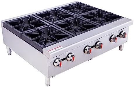 EASYROSE Gas Hot Plate 6 Burner Gas Stove 36" Commercial Stove Top Countertop Gas Range Commercial Cooking Equipment 180,000 BTU, ETL Listed
