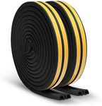 Bellveen D Shaped Self-Adhesive Epdm Doors and Windows Foam Seal Strip Rubber Weatherstrip 6 Meter (2 X 3 M = 6 Meter)-Pack of 2 | Black & Yellow