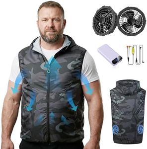 YMTHE Big and Tall Cooling Vest for Men with 30000mAh Battery, Air Conditioned Jacket with 2 Fans, Camo Roomy Fit Workwear for Construction and Outdoor, Chest 55.9 Inches