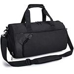 Sport Duffle Bag for Men Women 40L Waterproof Gym Travel Duffel Bag with Shoes Compartment Weekender Overnight Bags Lightweight Carry On Bag with Wet Pocket,Black