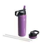 Thermoflask 50053 Double Insulated Stainless Steel Water Bottle with Chug Straw Lid, 24oz, Plum