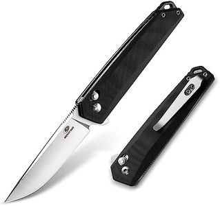 MOSSY OAK Pocket Folding Knife, 3.5-Inch D2 Steel Drop Point Blade, G10 Handle, Small EDC Knife with Belt Clip for Camping, Hiking (Black)