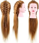DELUXE HAIR Mannequin Head Manikin Cosmetology Doll Head with Stand for Hairstylist Hairdresser Practice Training Bleaching Dyeing Styling Coloring Braiding Curling Cutting (Golden)