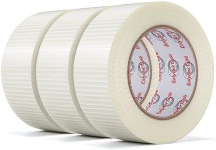 Ealyder Tape 2 Inch x 55 Yards Transparent Bi-Directional Fiberglass Tape – Reinforced Packing Filament Strapping Tape, Adhesive Heavy Duty, 3 Pack