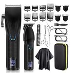 Roziapro Professional Hair Clippers for Men Zero Gapped Trimmer Kit Cordless Barber Clippers Machine Rechargeable T-Blade Outliner Trimmer Mens Beard Trimmer Electric Hair Cutting Grooming Kit