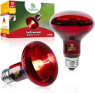 REPTI HOME Reptile Heat Lamp Bulbs,Infrared 100W Reptiles & Amphibians Basking Spot Lamp Bulb, 2 Packs Red Heat Emitter Light for Chickens Coop