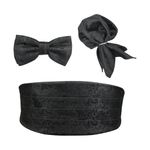 PELUCHE Classic Dapper Black Cummerband & Bowtie Set