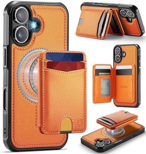 Usroom for iPhone 17 Detachable Wallet Case with Card Holder, 2 in 1 RFID Blocking Credit Slots Kickstand Shockproof Phone Wallet for iPhone 17 6.3" Orange