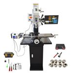 INTBUYING Mini Milling Machine Mini Mill Benchtop Milling Machine R8 Spindle Metal Milling Machine 110V 1.1kW with X Axis Power Feed & DRO & R8-ER32 Milling Chucks