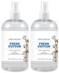 SMELLS BEGONE Air Freshener Home and Linen Spray - Odor Eliminator - Neutralizes Odors - Made with Essential Oils - Fresh Cotton Scent - 16 Ounce - 2 Pack