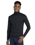 LAPASA Men's Lightweight Turtleneck Thermal Underwear Top Long Sleeves Base Layer T-Shirt for Men M122, Black, XL