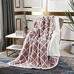 AHERKLL Sherpa Fleece Blanket,Reversible Soft Warm Fluffy Thick Throw Blankets,Dual Sided Cosy Fall & Winter Blanket for Bed Sofa Chairs,Fuzzy Home Decoration Bed Blankets,Pink,Single(130x160cm)