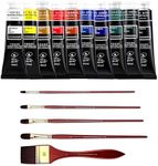 rubens Artist Oil Paints Set 10 Colors with Filbert Paint Brushes Set, 1.35 OZ Landscape Colors for Canvas, Professional Oil Paint Kits for Artists, Beginners