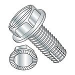 Steel Thread Cutting Screw, Zinc Plated Finish, Serrated Hex Washer Head, Slotted Drive, Type F, 3/8"-16 Thread Size, 1" Length (Pack of 10)