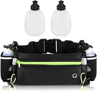 Running Fanny Pack, YEHAIZI Fanny Waist Pack Bag with 2 Water Bottles, Reflective Sport Waist Bag Waterproof Fanny Bag with Adjustable Belt, Ideal for Walking, Cycling, Running, Outdoor Sports (Green)