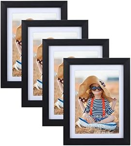 EXYGLO Cadre Photo Noir 13x18 cm Lot de 4 avec Passe-Partout, 15x20 cm sans Passe-Partout, Cadre Photo Mural et à Poser pour Chambre, Bureau, Salon et Gallerie