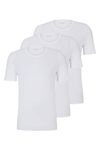 BOSS Mens Tshirt RN 3P Classic Three-Pack of Cotton Underwear T-Shirts with Logos White