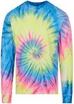 DARESAY Long Sleeve Tie Dye T-Shirt, for Men, Women and Teens (Up to 5XL) Neon Rainbow