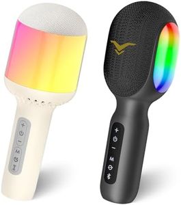 StageSound Wireless Bluetooth Karaoke Microphone with Dynamic Lights, Sound Modes, Portable Handheld Mic, Perfect for Kids Singing, Home Parties, Duet - Gift Idea, Works with All Smartphones