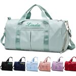 Personalized Sport Duffel Bag, Custom Embroidered Sports Gym Bag with Name Text Logo, Travel Duffel, Dance Bag, Weekender Bag, Overnight Bag, Travel Bag for Women Girls - Green