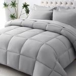 JOLLYVOGUE Light Grey Queen Comforter Set - Ultra-Soft Bedding Set for All-Season Warmth - Bed in a Bag 7 Pieces with Sheets, Pillowcases & Shams