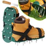 Lawn Aerator Shoes with Hook & Loop Straps, Pre-Assembled Grass Aerator Shoes for Lawn, Easy to Use for Yard Patio Lawn Garden (Green)