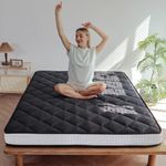 MAXYOYO 6" Extra Thick Futon Mattress Floor Mattress, Full Size Diamond Pattern Mattress Pad Tatami Pad Japanese Floor Mattress for Adults Floor Bed Roll Up Mattress Guest Mattress, Black