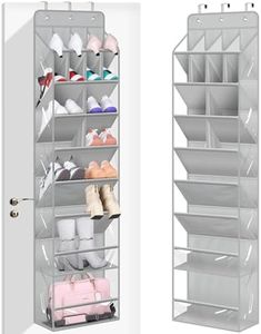 MISSLO Clear Over the Door Shoe Organizer Large Deep Pockets Hanging Shoe Rack for Closet Fit 20 Pairs Shoe Holder for Sneakers Boots Storage，Grey