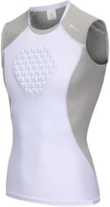 Youth Baseball Chest Protector Softball Padded Shirt Heart Guard Sternum Protection for Baseball,Football,Lacrosse（White Grey,S）