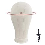 Ba Sha 22" Cork Canvas Block Head Mannequin Head Wig Display Styling Head With Mount Hole (Table Clamp Included)