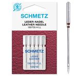 SCHMETZ Domestic Sewing Machine Needles | 5 Leather Needles | 130/705 H LL | Needle Size 120/18 | Suitable for Sewing Leather | Can be Used on All Conventional Household Sewing Machines