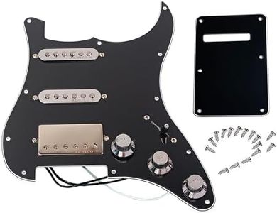 LAMSAM Prewired Pickguard with SSH Pickup Set, 3-ply Pick Guard Loaded High Output Alnico V Single Coil Humbucker Pick-ups, Electric Guitar Scratchplate as Luthier Replacement Parts, Black-03