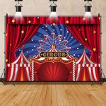 Leowefowa Vinyl 7x5ft Red Curtain Backdrop Circus Carnival Backdrop Red Tent Photography Background Circus Theme Birthday Party Decor Photoshoot Photo Booth Props Banner Cake Table Decoration