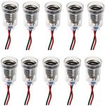 GutReise 10PCS E10 Lamps Base E10 LED Screw-Mount Small Bulbs Holder E10 Light Base Lampholder with Wire Socket for Home Experiment Circuit Electrical Test Accessories