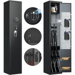 SUPEER Home Rifle and Pistols Gun Safe with LED light and Alarm System,Biometric Fingerprint,Quick Access 1-3 Rifle and 2 Pistol,Removable Shelf