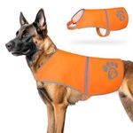 Reflective Dog Safety Vest, Adjustable Vest for Large Dogs, Orange with Reflective Strips, High Visibility Dog Vest for Night Walks and Hunting (L)