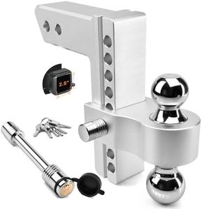 Adjustable Trailer Hitch - Tlvuvmo Aluminum Drop Hitch Fits 2.5'' Receiver, 8 Inch Drop/Rise, Chrome Plated Steel Tow Balls (2'' X 2-5/16'') 18,500 LBS GTW-Tow Hitch Ball Mount, Heavy Duty Truck Hitch