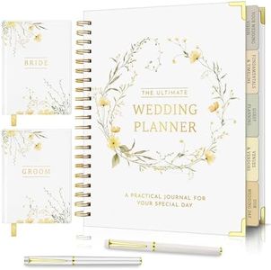 All-in-One Wedding Planner Book - Wedding Planning Organizer, Bridal Planner & Vow Books Set, Wedding Pens, Keepsake Box, Wedding Countdown Calendar, Bride’s Planner, Engagement Gift, Bride diary