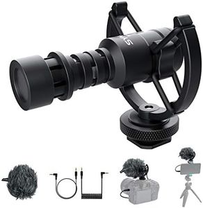 Microphone Directionnel, SYNCO M1S Microphone de Caméra pour Smartphone Caméscope Tablette et Ordinateur Portable 3.5mm TRS/TRRS pour Canon Sony Nikon Panasonic, Microphone-Réflex-Caméra-DSLR-Externe