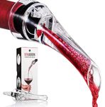 VINABON Wine Aerator Pourer Spout - Professional Quality 2-in-1 Attaches to Any Wine Bottle for Improved Flavor, Enhanced Bouquet, Rich Finish and Bubbles, No-Drip or Spill. Includes WineGuide Ebook