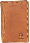 WILD MUSTANG RFID Leather Credit Card Holder for Men Women. Slim Minimalist Leather Wallet (Sandstone Bi-fold)