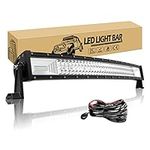 Led Light Bar Willpower 32 Inch 405W Curved Spot Flood Combo Off Road Lights Waterproof LED Work Lamps Fog Driving Lights for Truck Car ATV SUV Boat with Wiring Harness