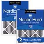 Nordic Pure 18x20x1PM12C-2 18x20x1 Pleated Merv 12 Plus Carbon AC Furnace Filters Qty 2