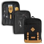 Elite Chef Knife Bag | Vintage Waxed Canvas Daypack | 20+ Pockets for Knives & Tools | Slots for Cleaver & Honing Rod | Water Resistant Material | Knife Organizer for Chefs & Culinary Students (Black)