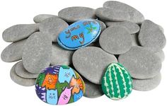 Simetufy 35 Pcs Large Painting Rocks, River Rocks for Painting, 2"-3" Flat Rocks for DIY Arts, Hand Selected Smooth Stones for DIY Crafts