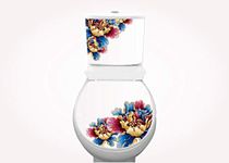 DivineDesigns™ Colorful Flowers Toilet Seat Sticker (Size :- 38 X 33 cm)