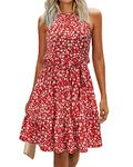 Newshows Women's Summer Dresses Women Trendy 2024 Halter Floral Dresses Casual Sleeveless Ruffle Sundress with Pockets(Floral-9, Medium)