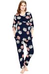 ZEYO Women's Cotton Floral Printed Navy Blue Nursing & Maternity Night Suit Set of Top & Pyjama Feeding Night Dress 5804